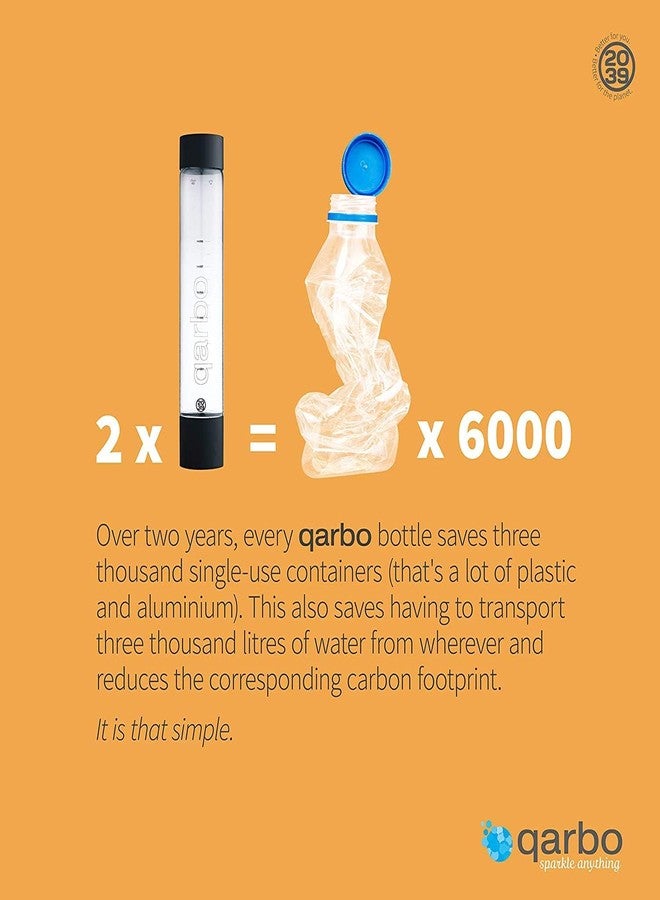 Twenty39 qarbo CLASSIC 1L Water Bottles for Sparkling Water Maker and Fruit Infuser - Set of 2 (Matte Black) - Image 3